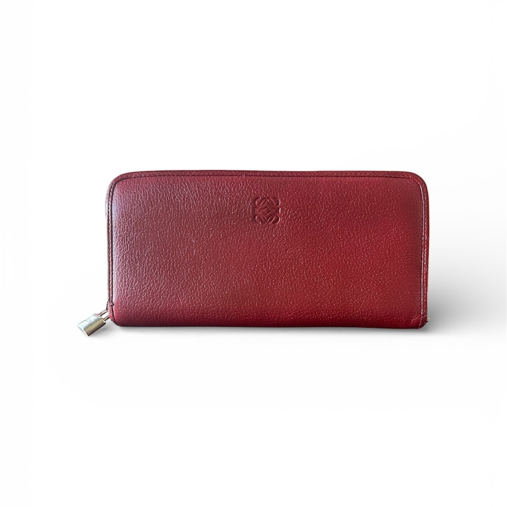 Loewe Red Anagram Round Zip Leather Long Wallet - Like New